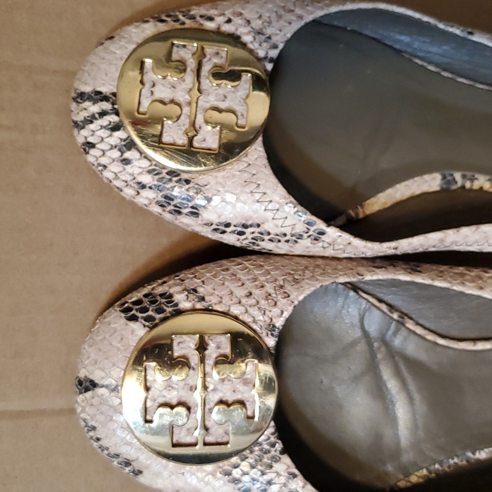 Tory Burch Reva Python Skin Leather Flats - image 6